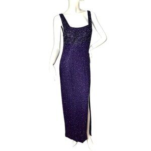 1990s beaded evening gown with high leg slit by Sean Collection Size S/M